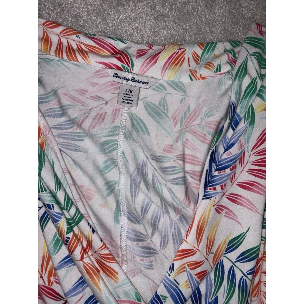 tommy bahama holi frondi midi dress faux wrap ruched L Colorful Palm Tropical - Picture 5 of 12